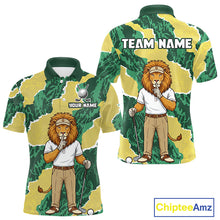 Load image into Gallery viewer, Custom Green Lion Mens Golf Polo Shirts, Lion Golf Team Jerseys