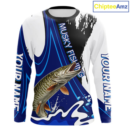 Musky Fishing Jersey Personalized Name Fishing Shirt, Angler Tournament Fishing Apparel NHT870