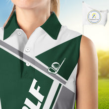 Load image into Gallery viewer, Green Womens Sleeveless Golf Polo Shirt Custom Golf Shirts For Team Personalized Golf Gifts NHT721