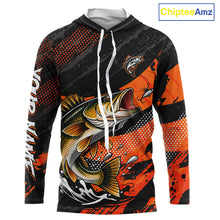 Load image into Gallery viewer, Personalized Walleye Fishing Long Sleeve Hooded Tournament Shirt For Men, Performance Fishing Shirt NHT461