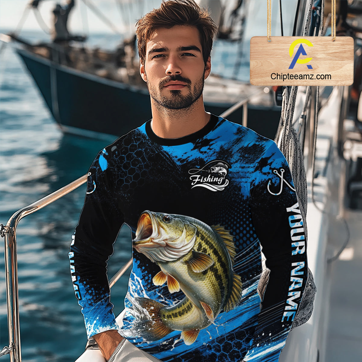 Custom Bass Fishing Jersey, Personalized Team Name Long Sleeve Performance Fishing Shirt For Men NHT1224