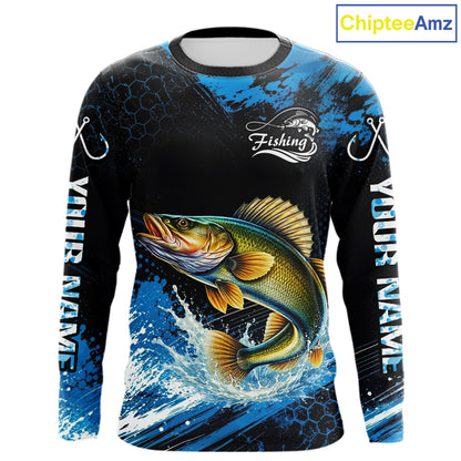 Custom Walleye Fishing Jersey long sleeve with walleye-inspired graphic and performance fit.