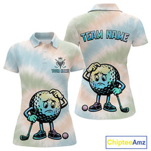 Load image into Gallery viewer, Funny Tie Dye Womens Golf Team Polo Shirt – Cartoon Golf Ball Golfer Shirt, Personalized Golf Family Team Shirt  NHT741