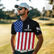Load image into Gallery viewer, Personalized Mens Golf Polo Shirt American Flag Patriotic Golf Shirts Golf Gifts For Men NHT746