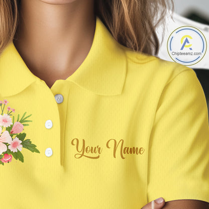 Yellow Golf Mama Womens Polo Shirt, Funny Golf Mom Shirt, Mothers Day Gift For Golf Lover Mom, Ladies Golf Polo NHT751