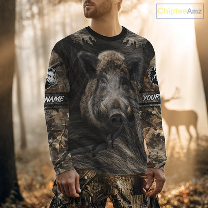 Personalized Wild Boar Hunting Camo Full Printing Shirts Boar Hunting Gifts Gift for Hunters NHT135