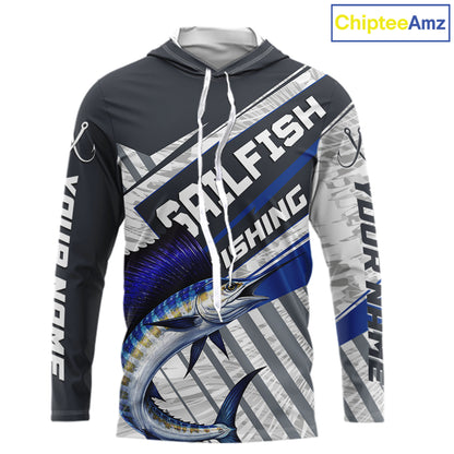 Personalized Sailfish Fishing Jerseys For Fishing Team, Sailfish Hooded Fishing Shirt Long Sleeve NHT920