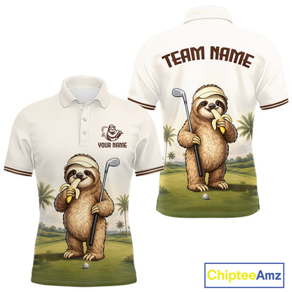 Personalized Funny Sloth Mens Golf Polo Shirt – Funny Golfer Polo For Men NHT928