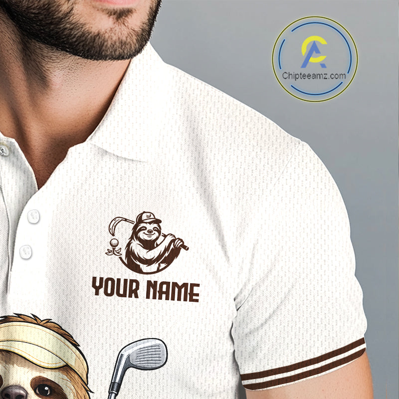 Personalized Funny Sloth Mens Golf Polo Shirt – Funny Golfer Polo For Men NHT928