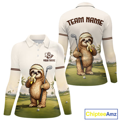Personalized Funny Sloth Womens Golf Polo Shirt – Funny Golfer Polo For Women NHT928