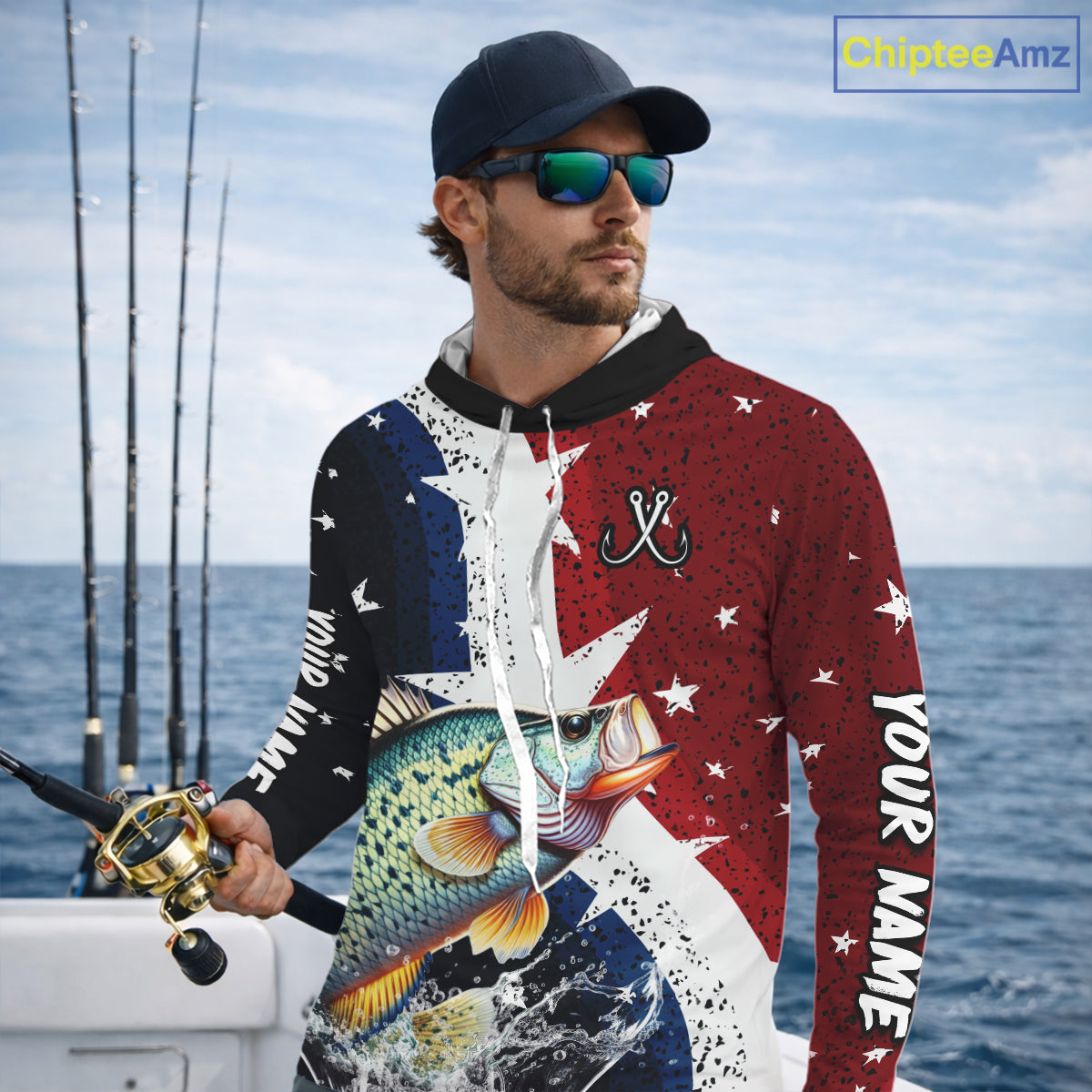 Personalized Texas Flag Crappie Fishing Shirt Jerseys, Texas Crappie Fishing Shirts Long Sleeve Hooded For Men NHT759