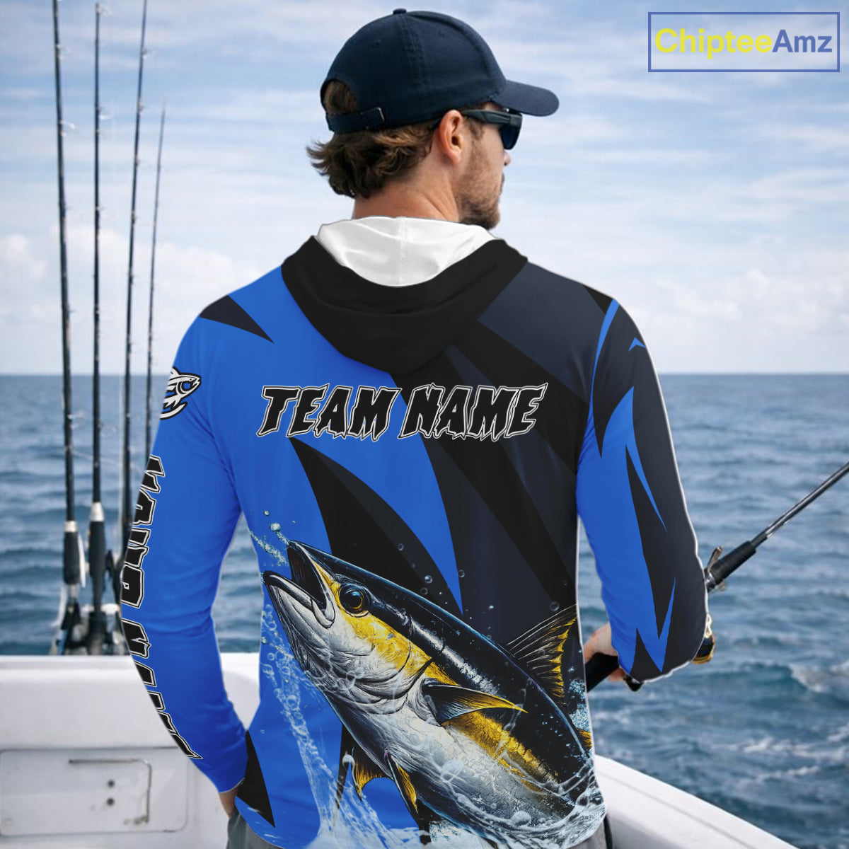 Tuna Saltwater Fishing Jerseys, Tuna Fishing Performance Hooded Fishing Shirts Long Sleeve NHT582