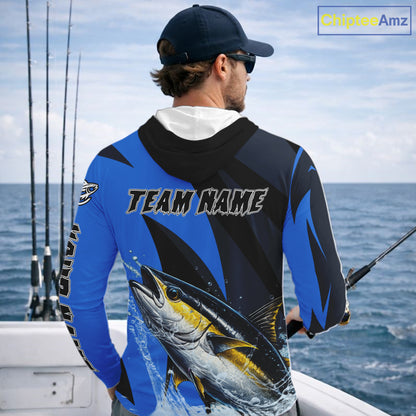 Tuna Saltwater Fishing Jerseys, Tuna Fishing Performance Hooded Fishing Shirts Long Sleeve NHT582