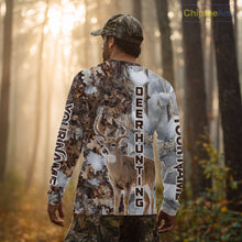 Load image into Gallery viewer, Best Deer Hunting Shirt With Whitetail Deer Winter Camo, Custom Name Deer Hunting Clothes NHT245