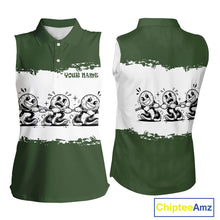 Load image into Gallery viewer, Funny Sleeveless Womens Golf Polo Shirt Green And White Golf Balls Personalized Golf Shirts For Womens NHT787