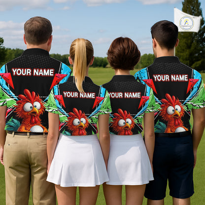 Personalized Crazy Rooster Golf Polo Green Abstract Geometric Golf Apparel For Men NHT955