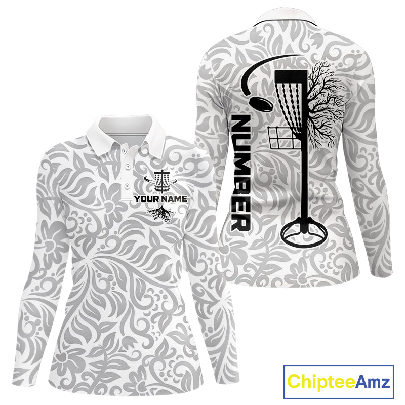 Disc Golf Polo Shirt With Clean Monochrome Design, Customizable Name, Unisex Sports Jersey For Womens NHT805