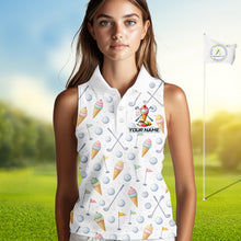 Load image into Gallery viewer, Funny Ice Cream Sleeveless Women Golf Polo Shirts Jersey – Personalized Team Name Golf Shirt NHT809