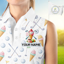 Load image into Gallery viewer, Funny Ice Cream Sleeveless Women Golf Polo Shirts Jersey – Personalized Team Name Golf Shirt NHT809
