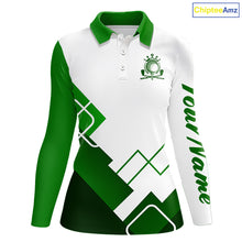 Load image into Gallery viewer, Personalized Polo Golf Shirts Custom For Womens White And Green Golf Shirts Team Golf Jersey NHT592