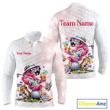 Load image into Gallery viewer, Funny Flamingo Golf Shirt With Pattern Pink Tropical – Personalized Name &amp; Team Custom Polo for Men NHT597