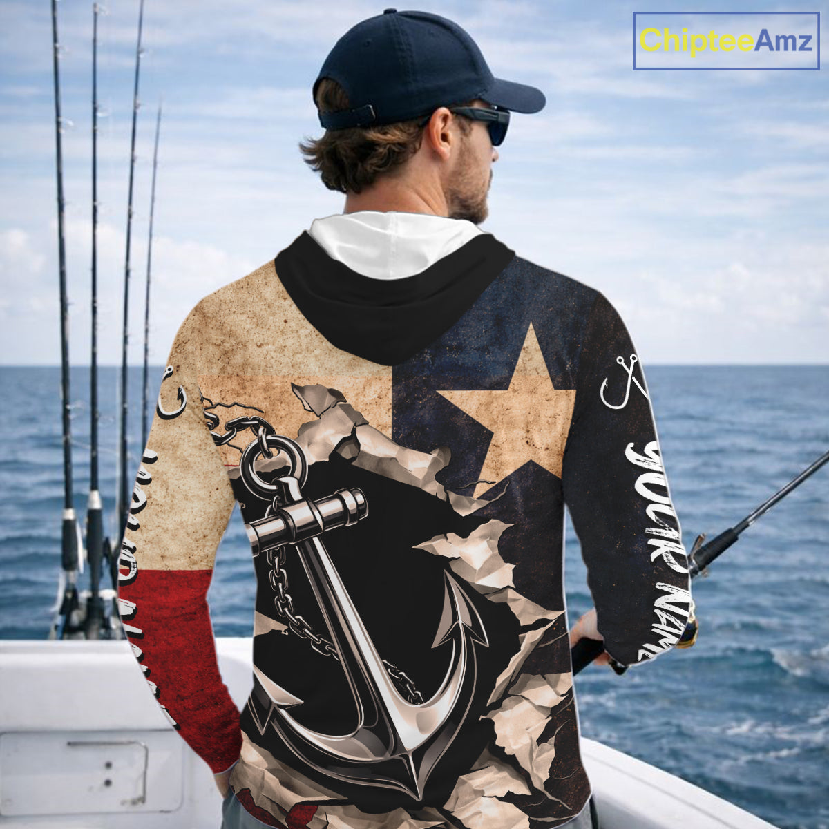 Patriotic Anchor Fishing Shirts Long Sleeve Hooded – Texas Flag Vintage Anchor Fisherman Shirt NHT610