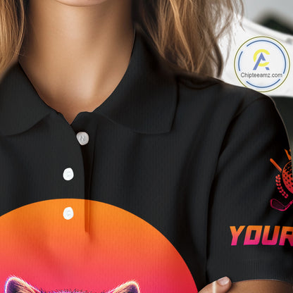Personalized Funny Raccoon Womens Golf Polo Shirt – Vintage Neon Golf Design