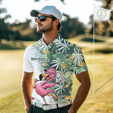 Load image into Gallery viewer, Funny Pink Flamingo Green Tropical Pattern Golf Polo Shirt Custom Golf Shirts For Men NHT648