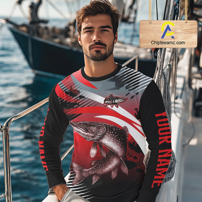 Custom Pike Long Sleeve Performance Fishing Shirts, Pike Fishing Shirt For Men NHT443