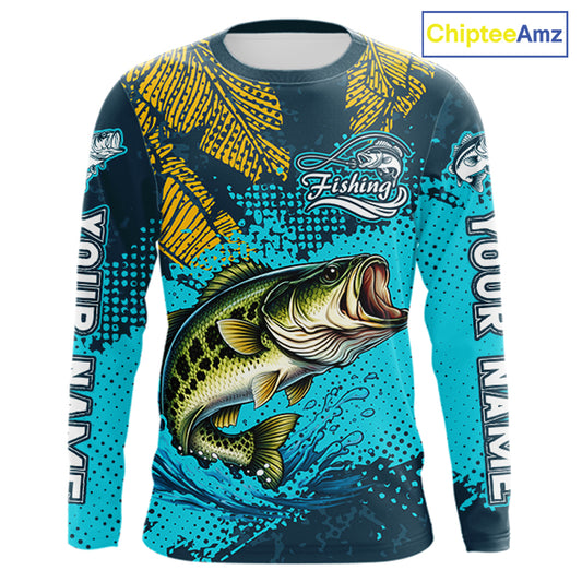 Custom Largemouth Bass Fishing Long Sleeve Tournament Shirts, Bass Fishing Shirts For Men NHT508