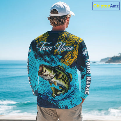 Custom Largemouth Bass Fishing Long Sleeve Tournament Shirts, Bass Fishing Shirts For Men NHT508