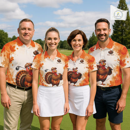 Thanksgiving Turkey Women Golf Polo Shirt Custom Name, Personalized Autumn Golf Team Polo NHT1337