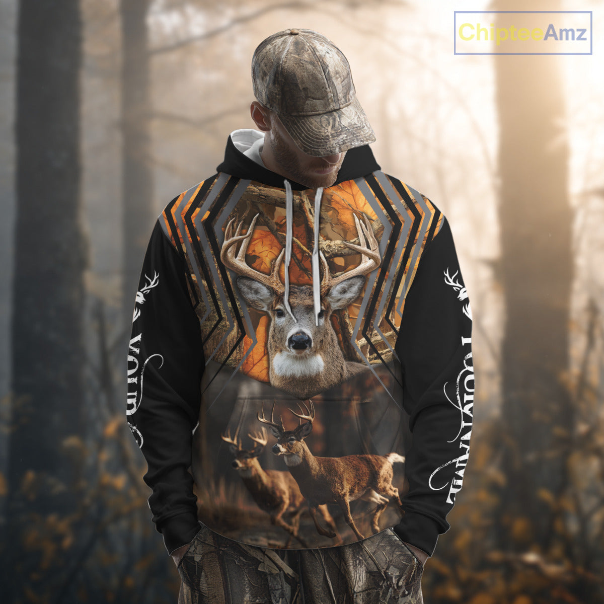 Whitetail Deer Forest Camo Hoodie – 3D All Over Print for Hunters NHT333