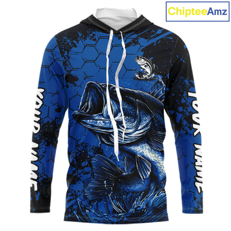 Personalized Bass Fishing Jerseys For Fishing Team, Bass Fishing Shirts Hooded Long Sleeve NHT526