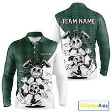 Load image into Gallery viewer, Green White Funny Golf Ball Pattern Mens Golf Polo Shirts Custom Golf Outfits Men, Green Golf Tops NHT784