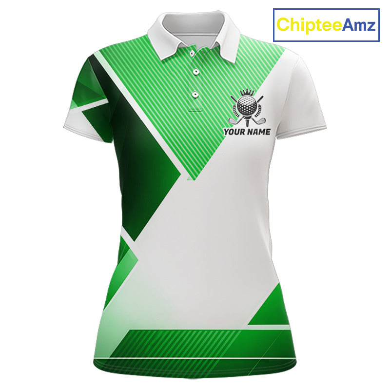 Green And White Golf Ball Golf Polo Shirts Custom Golf Clothing , Golf Gifts For Womens NHT591