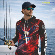 Load image into Gallery viewer, Patriotic Eagle Marlin Fishing Shirt Long Sleeve Hooded, Performance Fishing Shirt NHT428