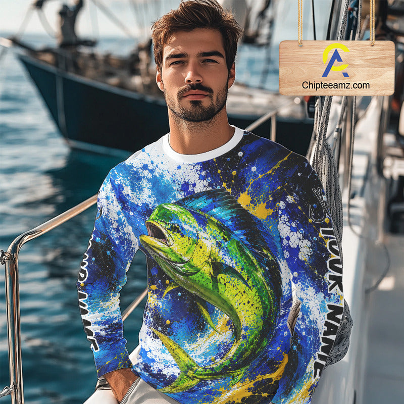 Custom Mahi Mahi Fishing Jersey – Saltwater Fishing Shirt Long Sleeve For Men