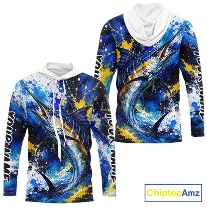 Custom Marlin Fishing Jersey – Saltwater Fishing Shirt Long Sleeve Hooded For Men