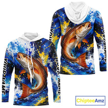 Load image into Gallery viewer, Custom Redfish Fishing Jersey – Saltwater Fishing Shirt Long Sleeve Hooded For Men