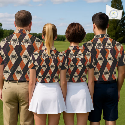 Halloween Spider Women Golf Polo Shirt Custom Name Personalized Team Argyle Golf Jersey NHT1300