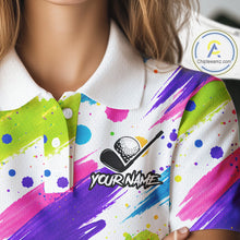 Load image into Gallery viewer, Personalized Colorful Paint Stroke Womens Golf Polo Shirt Flaming Golf Ball Custom Best Team Golf Shirts NHT624