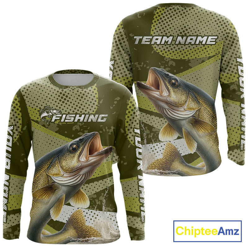 Walleye Fishing Custom Performance Fishing Shirts, Walleye Fishing Jerseys For Men NHT500