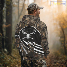 Load image into Gallery viewer, Skull Deer Hunting Hoodie and Sweatshirt – Brown Camo Gear with Custom Name for Hunters NHT345