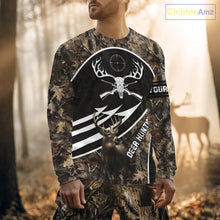 Load image into Gallery viewer, Skull Deer Hunting Hoodie and Sweatshirt – Brown Camo Gear with Custom Name for Hunters NHT345