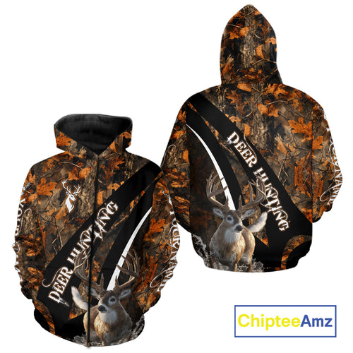 Whitetail Deer Hunting Orange Camo Hoodie, Sweatshirt Hunting Shirt For Men NHT347