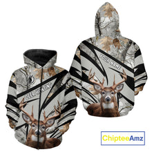 Load image into Gallery viewer, Best Deer Hunting Shirt 3D Gray Winter Camo Custom Name All Over Print Hunting Clothes NHT219