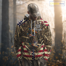 Load image into Gallery viewer, Beautiful Mallard Duck Hunting Waterfowl Camouflage Shirt with US Flag  Duck Hunting Season NHT122