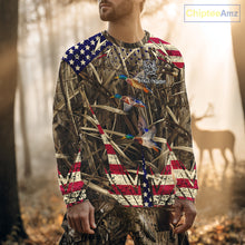 Load image into Gallery viewer, Beautiful Mallard Duck Hunting Waterfowl Camouflage Shirt with US Flag  Duck Hunting Season NHT122