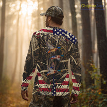 Load image into Gallery viewer, Beautiful Mallard Duck Hunting Waterfowl Camouflage Shirt with US Flag  Duck Hunting Season NHT122